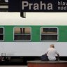 old man at Prague  railway station, Prague, Czech Republic.