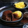 Chocolate fondant cake with Grand Marnier poached oranges.