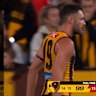 Hawthorn's Nick Watson says a Coke bottle was thrown at he and his teammates at the end of Thursday night's game at the MCG against Sydney.
