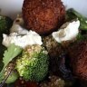 Falafel salad, quinoa tabouli and tahini dressing.