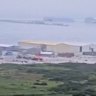 Eyewitness footage showing tsunami waves crashing onto the coastal town of Severo-Kurilsk in Russia's Sakhalin region following an earthquake in Kamchatka.