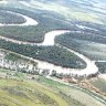 Fly-past ... the Darling River in flood. 