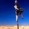 Treasures ... a sculpture above Coober Pedy opal diggings.