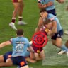 Liam Martin spots Cam Munster’s ribs during Origin I.