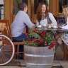 Ride on ... refuelling at Beechworth Provender. 