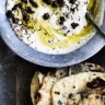 Dan Lepard's white bean puree, fried capers with tapenade flatbreads.