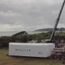 Drone footage of Blok Belongil, a triangular shaped beach house for a triangular shaped site at Byron Bay, going up in a day. A modular design, by architects Blok Modular with Vokes and Peters ,it was made in a QLD factory, and shipped to the site by truck. It is shortlisted for the NSW Architecture awards for best new home to be announced in late June.