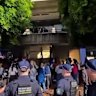 Scenes at Canterbury Park Racecourse on Friday when police were called in for crowd control.