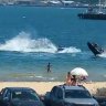 Hair-raising footage filmed in the past month at Port Melbourne where jet skis illegally speed within 200 metres of the shore line in a swimming zone.