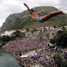 Beauty spots ... the bridge diving competition off the Stari Most in Mostar.