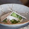 Cucumber and buttermilk sorbets with vanilla meringue