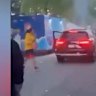 The attack happened just after 8pm local time at the site of the Lapu Lapu day festival. A black station wagon was photographed with a crumpled bonnet.