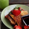 Sweet kick: Brioche French toast and a green apple, pear, spinach cold pressed juice. 