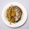 Steak frites with Diane sauce.