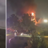 A house has been engulfed in flames after being struck by lightning as wild weather takes hold of Victoria.