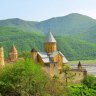 Storybook setting: Ananuri architectural complex on the banks of the Argavi River, Georgia. 