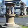 The water fountain, the Bunyip Inn and the main street of Berry