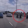 Police have released footage of an L-plate motorcyclist being assaulted by members of the Mongols outlaw motorcycle gang on the Monash Freeway.