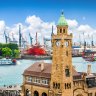 A traditional paddle steamer sails the Elbe in Hamburg.