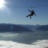 Great outdoors ... above the clouds on a flying fox. 