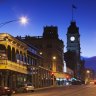 Heritage fold rush-era architecture lined along Sturt Street, Ballarat.