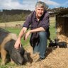 TV farmer Matthew Evans at his home in southern Tasmania.