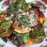 Big salad: Mint, zucchini and pearl couscous polpette salad.