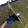 Fly by wire ... Curt Warren and Ben Stubbs glide over Stanwell Tops.