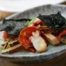 Octopus, chorizo and squid ink wafer at Tulip.