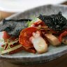 Octopus, chorizo and squid ink wafer at Tulip.