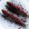 Grilled sardines with dehydrated raspberries at Cafe Paci.