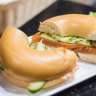 Smoked salmon bagel at Tom Cooper.