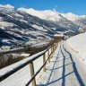 An icy mountain path between Bad Gastein and Bad Hofgastein in the Austrian alps.