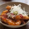 Singapore chilli prawns with crisp noodles