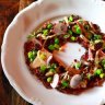 Epocha's rustic yet refined dishes include this venison carpaccio.