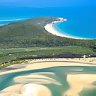 Unique ... an aerial view of the township of 1770 and its surrounding coastline.