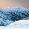 Mt Feathertop at sunset during winter near Mt Hotham in Victoria.