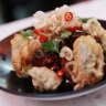 Pork scratchings, beer battered mussels and sticky pork at Magic Mountain Saloon.