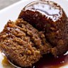 Spiced apple-ginger pudding with butterscotch.